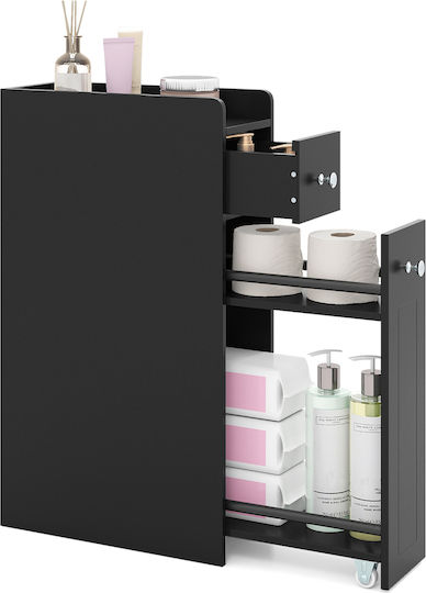 Costway Corner Floor Bathroom Shelf Wooden 70x40x18cm Black