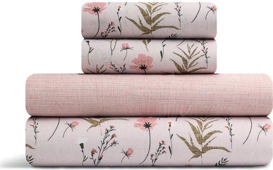 Lino Home Set King Size 4 Pieces 260x270cm Green Pink Lino Home Set King Size 4 Pieces 260x270cm Green Pink