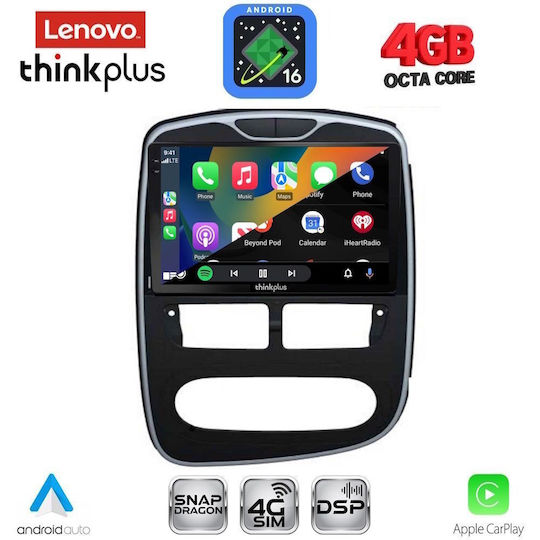Lenovo Автомобилна Аудио Система за Renault Clio 2012-2015 (Bluetooth/USB/Вграден Wi-Fi/GPS/Apple CarPlay/Android Auto) с Touch Screen 10"