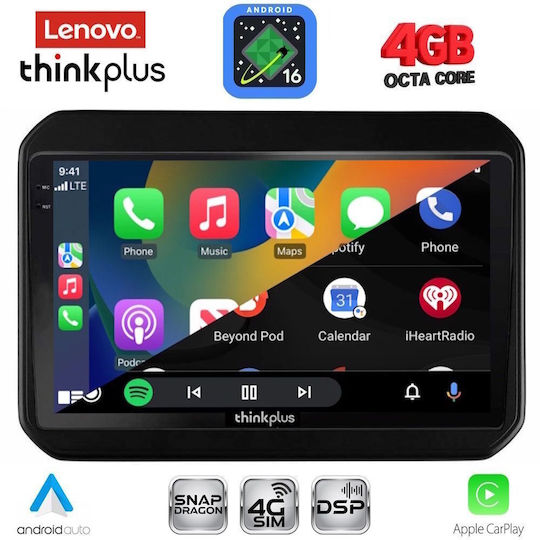 Lenovo Автомобилна Аудио Система за Suzuki Ignis 2016-2026 (Bluetooth/USB/Вграден Wi-Fi/GPS/Apple CarPlay/Android Auto) с Touch Screen 9"