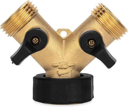 Distribuitor Conductă De Grădină Tip Y Cu 2 Ieșiri Monolit Din Oțel Bronz Robineți Ergonomici Conexiune Rapidă