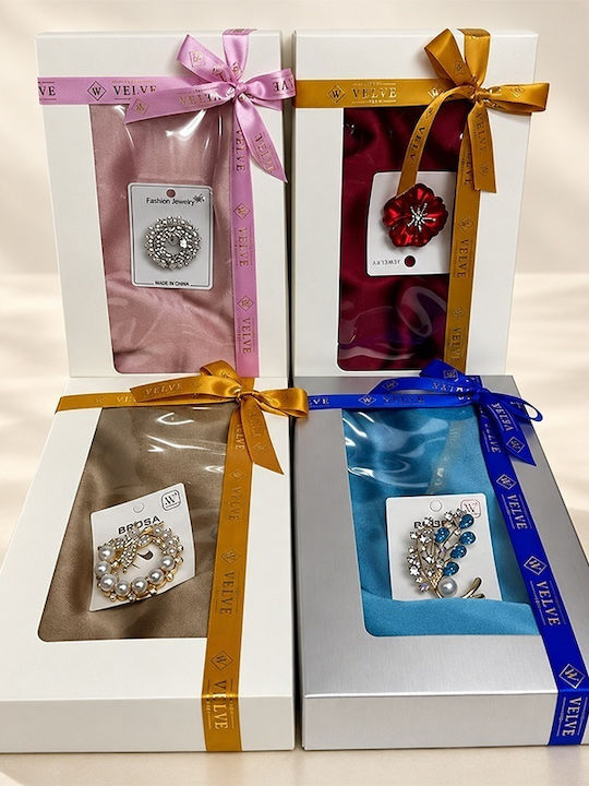 Set 4 Silky Packs Women Elegant Scarves Brooches 170 X 90 Cm Multicolor