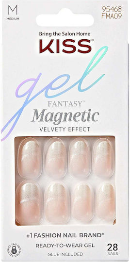 Kiss Fantasy Magnetic Velvety Effect Medium Fma09 Tipsuri Unghii False în Roz 28 Bucăți