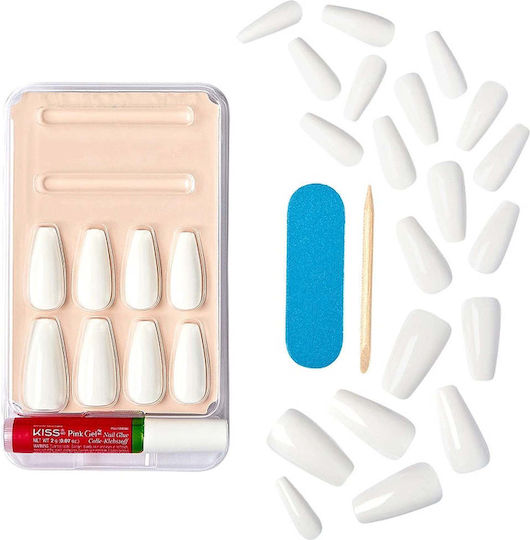 Kiss Gel Fantasy True Color Tipsuri unghii false în Culoare Bej 28 bucăți