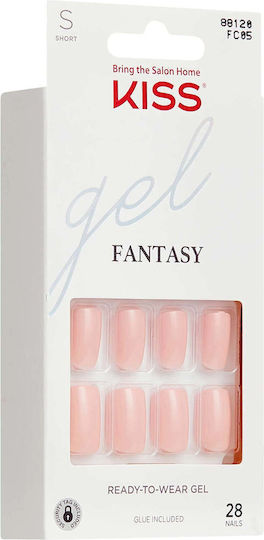 Kiss Gel Fantasy Dream Dust Tipsuri unghii false în Roz Culoare 28 bucăți