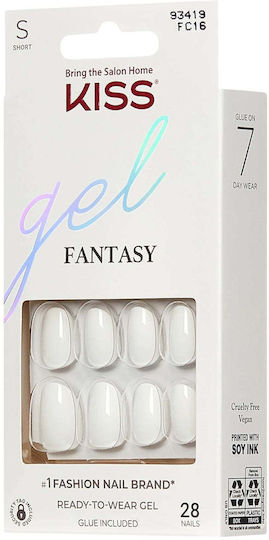 Kiss Gel Fantasy Press-on Short Tipsuri unghii false în Culoare Bej 28 bucăți