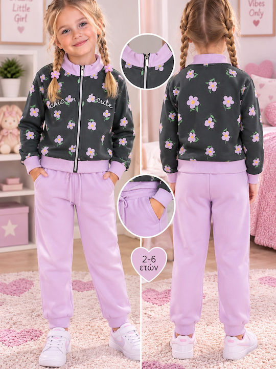 Kinder Sweatpants Set Mit Jacke Flieder
