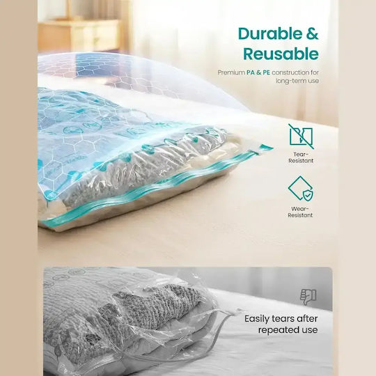 Songmics Husă de Depozitare din Plastic pentru Saci / Haine Etanșă și cu Vid 8 Buc