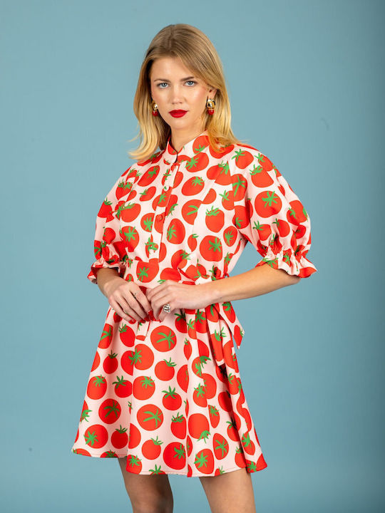 Summer Mini Shirt Dress Red