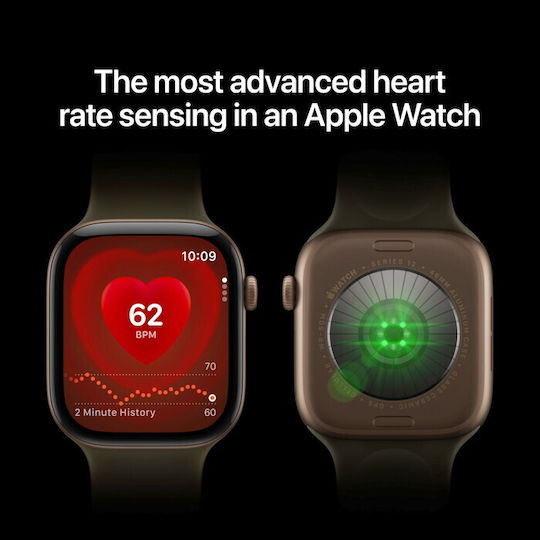 Apple Watch Series 12 Cellular Ceramic 42mm Αδιάβροχο με Παλμογράφο (Pearl White Ceramic case with Sand Sport Band - S/M)