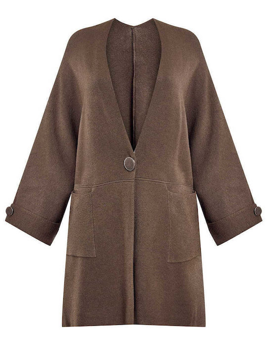Celestino Cardigan Pentru Femei Lung Oversized Loose Fit Maro