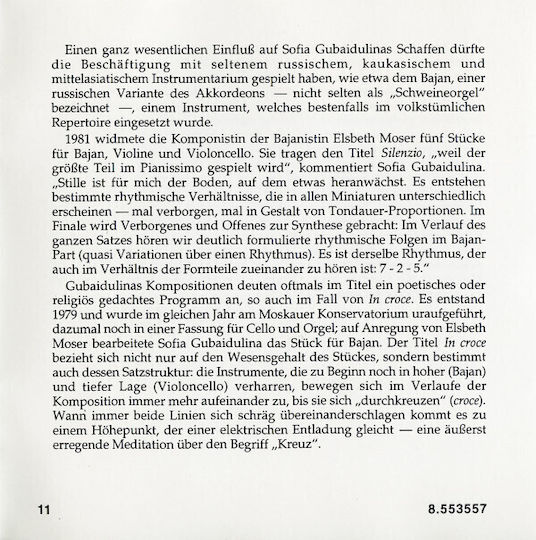 Gubaidulina* Maria Kliegel Elsbeth Moser Kathrin Rabus Camerata Transsylvanica György Selmeczi Seven Words Silenzio In Croce Cd