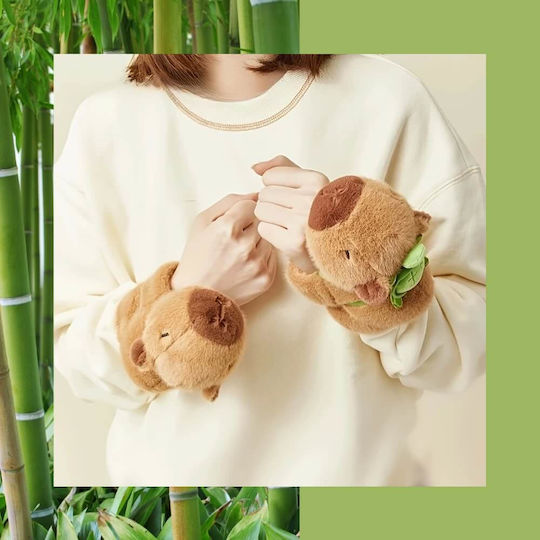 Jucărie de plus Capibara cu rucsac detașabil broască țestoasă stil brățară 15 cm maro verde
