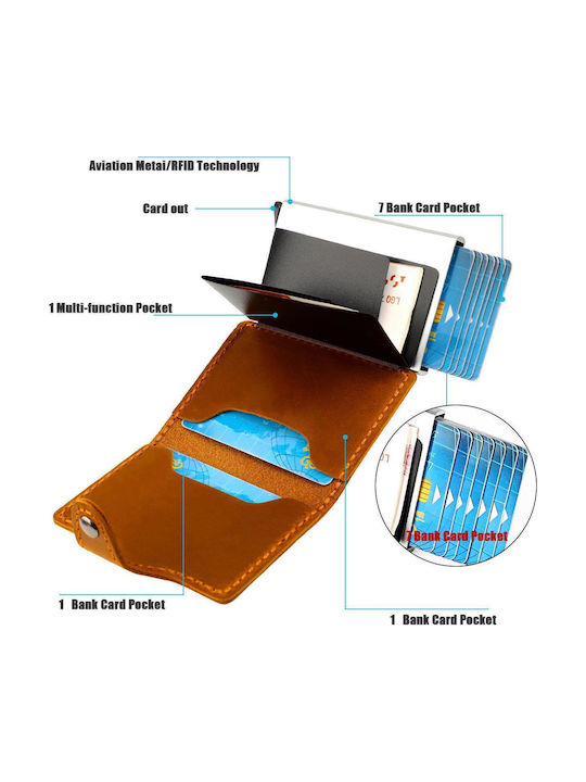 Антикражбена Калъфка За Карти Портфейл От Естествена Кожа Rfid Черен