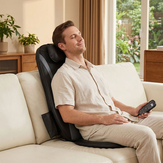 HomCom Shiatsu Massage Seat for Head & Back with Vibration and Heating Function Black