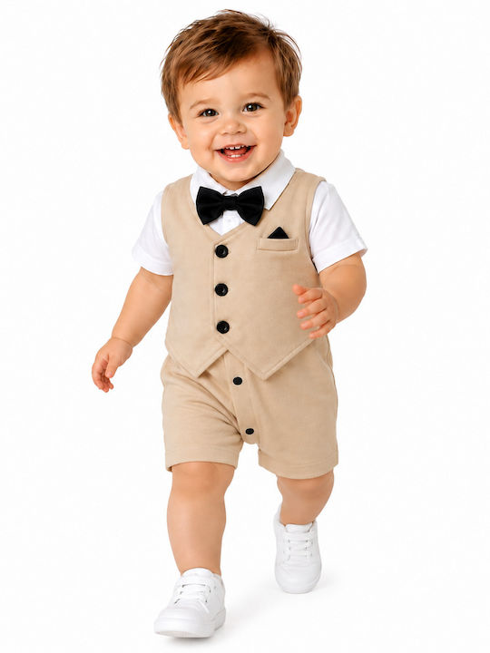TakTakBaby Baby Bodysuit Short-Sleeved Beige