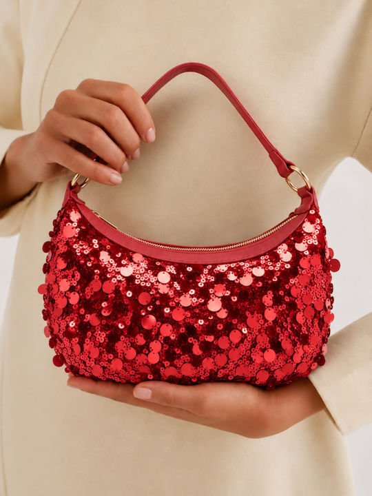 Stoff Damen Handtasche Schulter Burgundisch