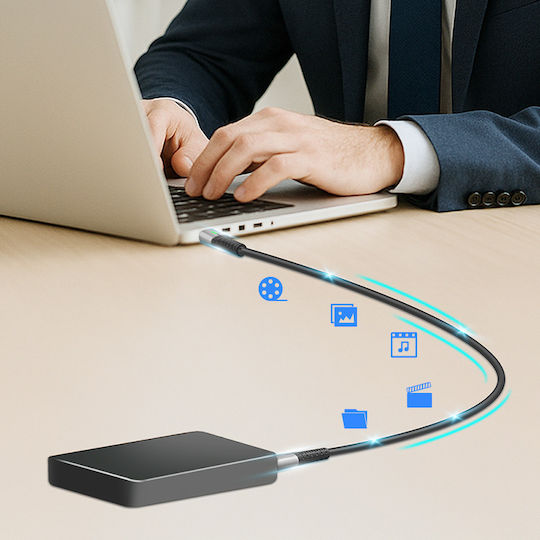 LogiLink LED Geflochtenes USB 3.2 Kabel USB-C männlich - USB-C 240W PD Schwarz 1m CU0442