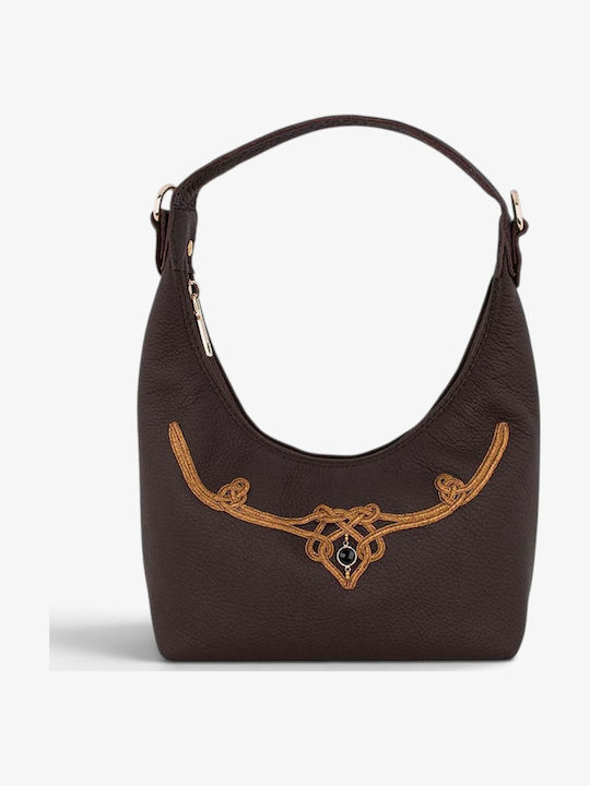 Damen Schultertasche Schwarzes Leder