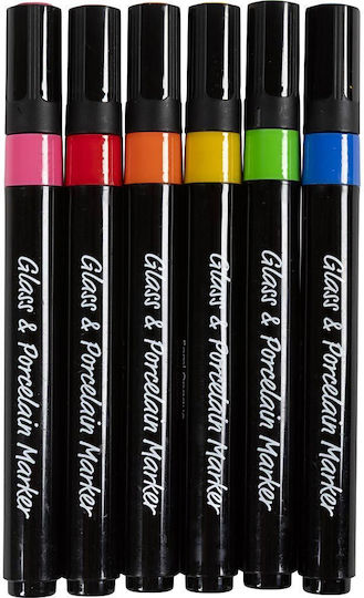 Glas-Porzellan Markierungen Basise Farben 6 Stück