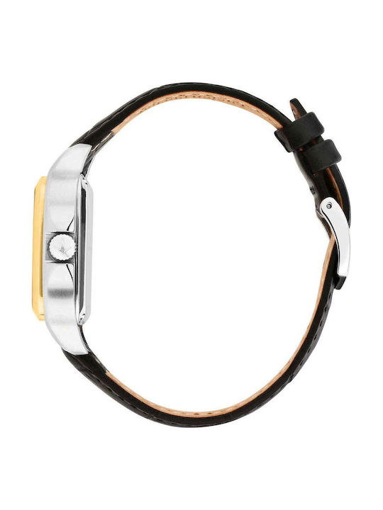 Men's Automatic Watch with Black Leather Strap