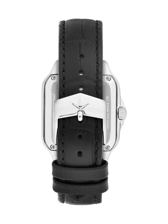 Men's Automatic Watch with Black Leather Strap