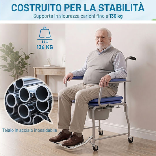 HomCom Toilet Chair with Backrest 713-217V00BU