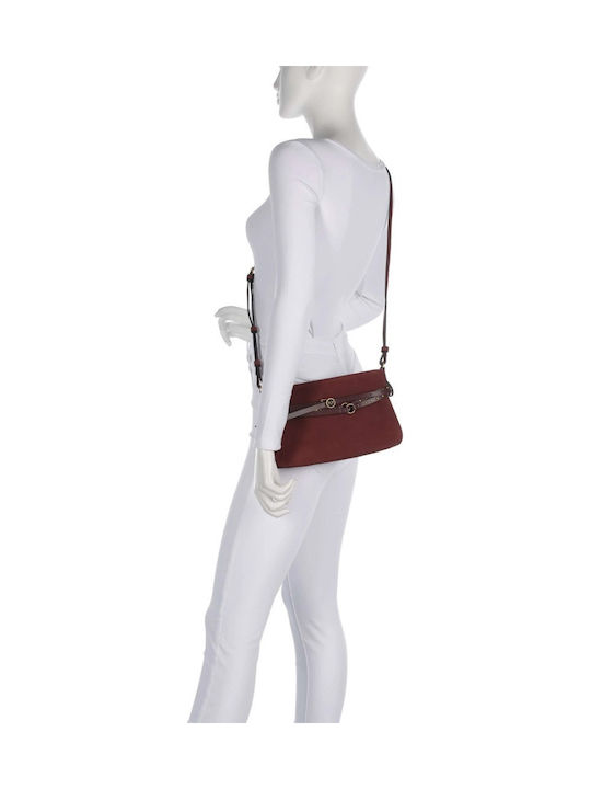 Leder Damen Schultertasche Burgundisch