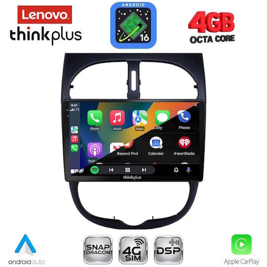 Lenovo Автомобилна Аудио Система За Peugeot 206 1998-2006 Bluetooth USB WiFi GPS Apple CarPlay Android Auto С 9" Touch Screen