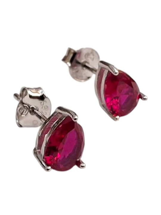Prince Silvero Silver Earrings with Red Stones