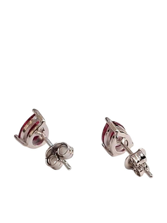Prince Silvero Silver Earrings with Red Stones