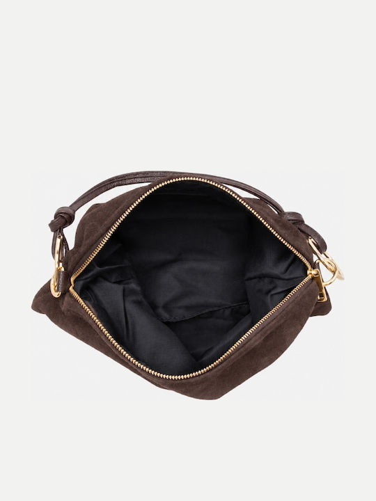 Dunkelbraune Damen-Handtasche Aus Stoff Und Wildleder
