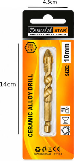 Uruisi Star Drill with Hexagon Shank for Glass Tiles and Metal 10mm 12mm 45x160mm