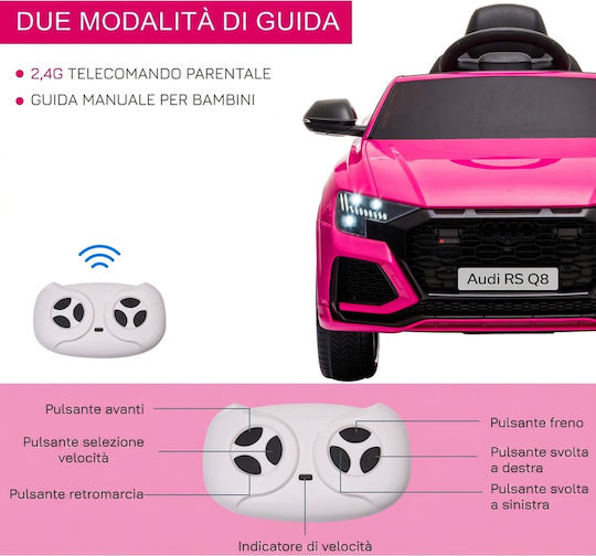 Audi RS Q8 Μονοθέσιο με Τηλεκοντρόλ Licensed 6 Volt Ροζ για 3+ Ετών