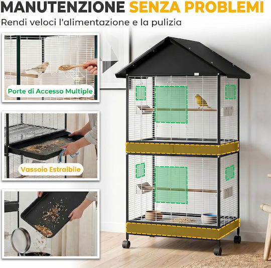 Pawhut Hölzernes Vogelkäfig Schwarz