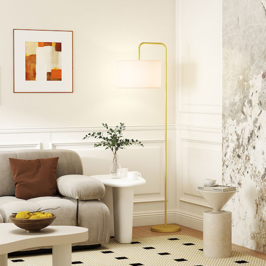 HomCom Floor Lamp H163.5cm with E27 Lamp Bulb Base Gold