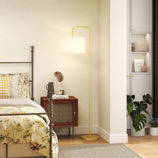 HomCom Floor Lamp H163.5cm with E27 Lamp Bulb Base Gold