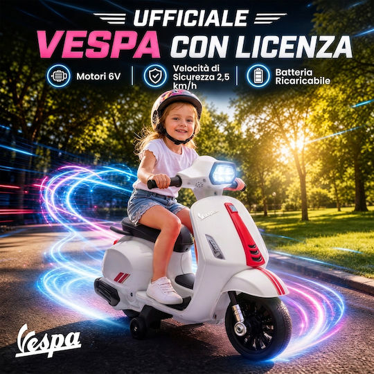 Παιδική Vespa Ηλεκτροκίνητη 6 Volt Λευκή για 6+ ετών