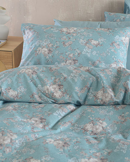 Rythmos Camelia Σετ Σεντόνια Υπέρδιπλα με Λάστιχο 165x205+29εκ. Γαλαζιο (4τμχ)