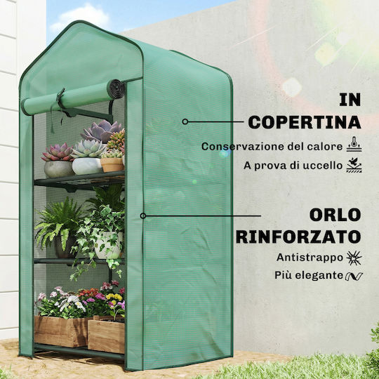 Outsunny 84H-069V01GN Greenhouse with Metallic Frame and Shelves 0.59x0.39x1.27m