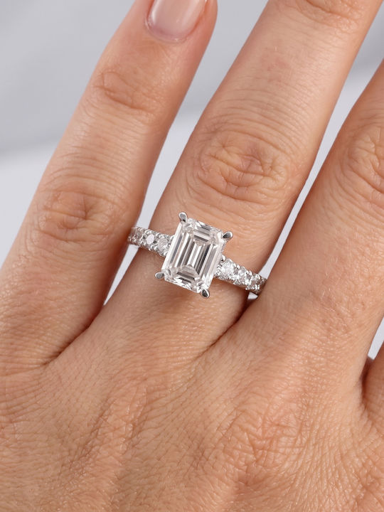 Kiriakos Gofas Μονόπετρο από Λευκόχρυσο 14K