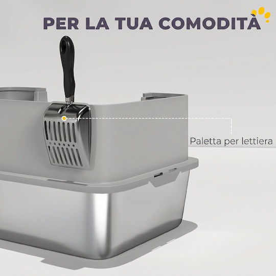Pawhut XL Cat Litter Box Grey W31 x D31cm