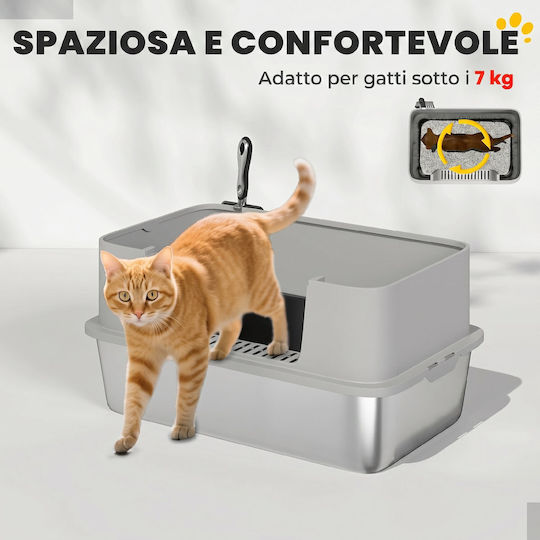 Pawhut XL Cat Litter Box Grey W31 x D31cm