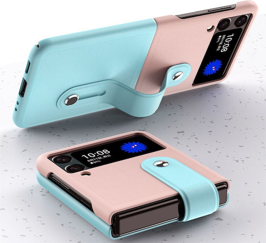 Skin Contrast Wristband Folding Hard Case Stand Dark Blue Black Samsung Galaxy Z Flip3