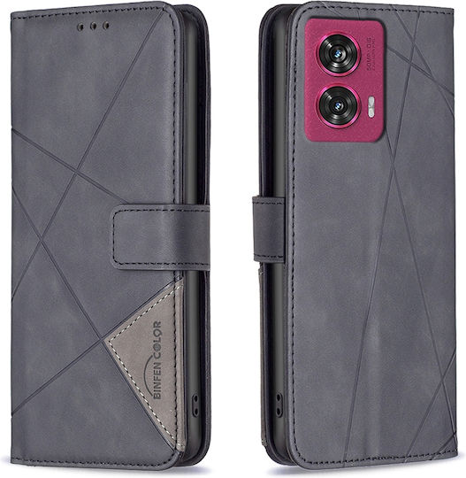Binfen Color Motorola Edge 50 5g Fusion Leather Wallet Case Black