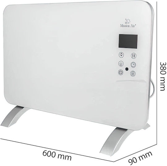 Mission Air Porto Floor Convector Heater 1000W with Electronic Thermostat and WiFi 60x38cm White