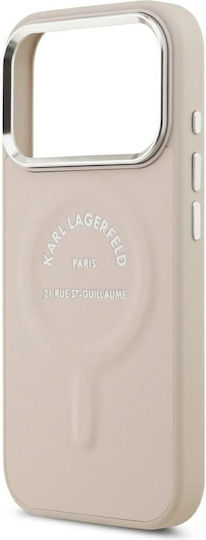 Karl Lagerfeld iPhone 18 Pro Max iPhone 17 Pro Max Hard Case Magsafe Eco Leather Lining Embossed Open Ring Rsg Logo Pink