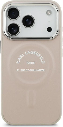 Karl Lagerfeld iPhone 18 Pro Max iPhone 17 Pro Max Hard Case Magsafe Eco Leather Lining Embossed Open Ring Rsg Logo Pink