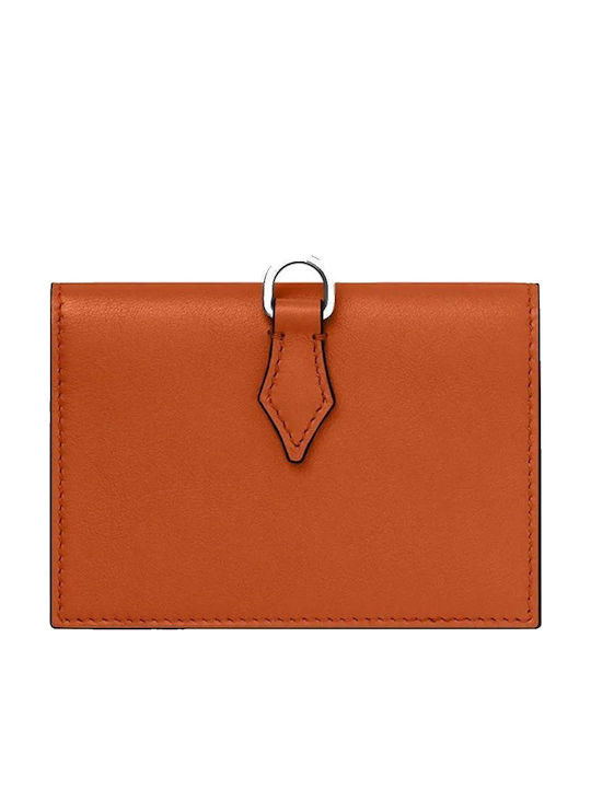 Leather Men's Card Wallet Orange