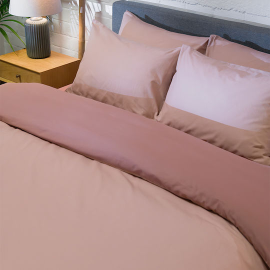 Single Duvet Cover Set 165x245 2 Sided Naf-naf Hue Taupe Amber